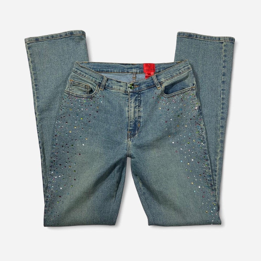 Y2K Very Vera Colorful Bedazzled Rhinestone‎ Straight Leg Jeans